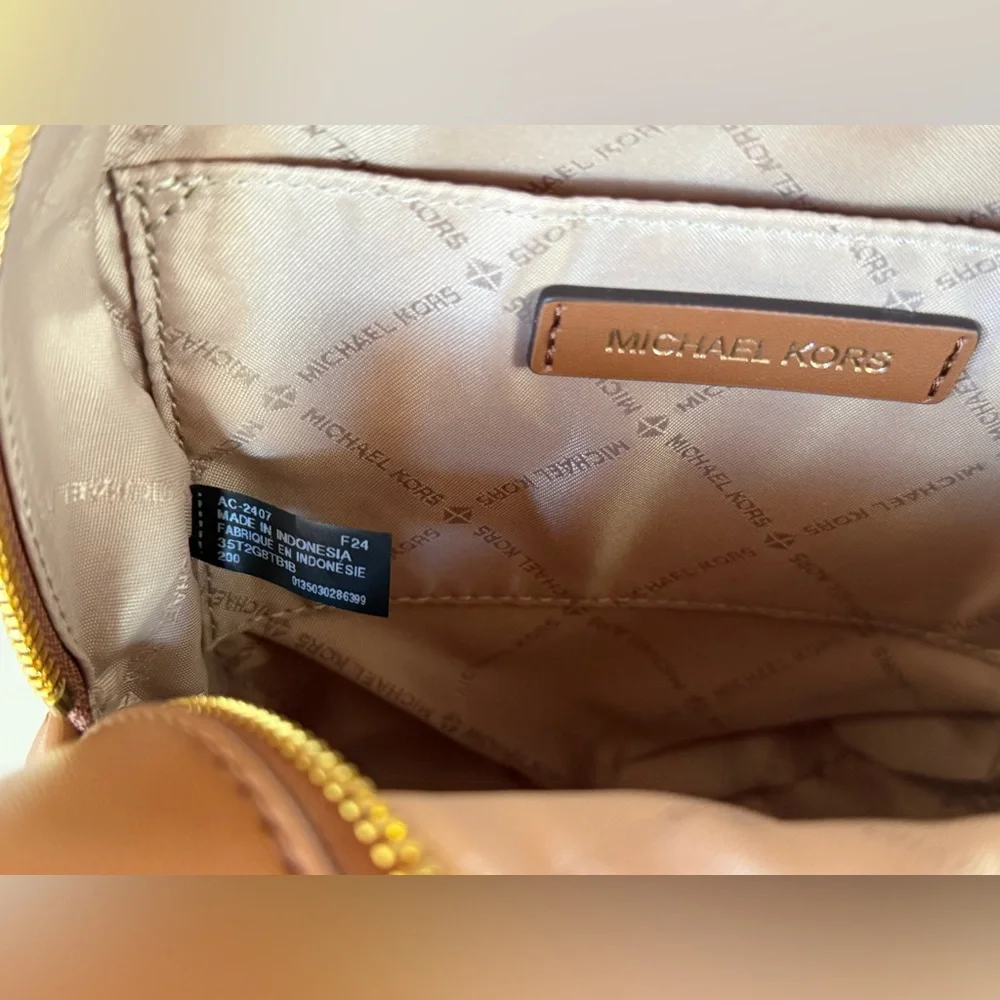 Michael Kors Brown Logo Mini Backpack with Dark Brown Trim